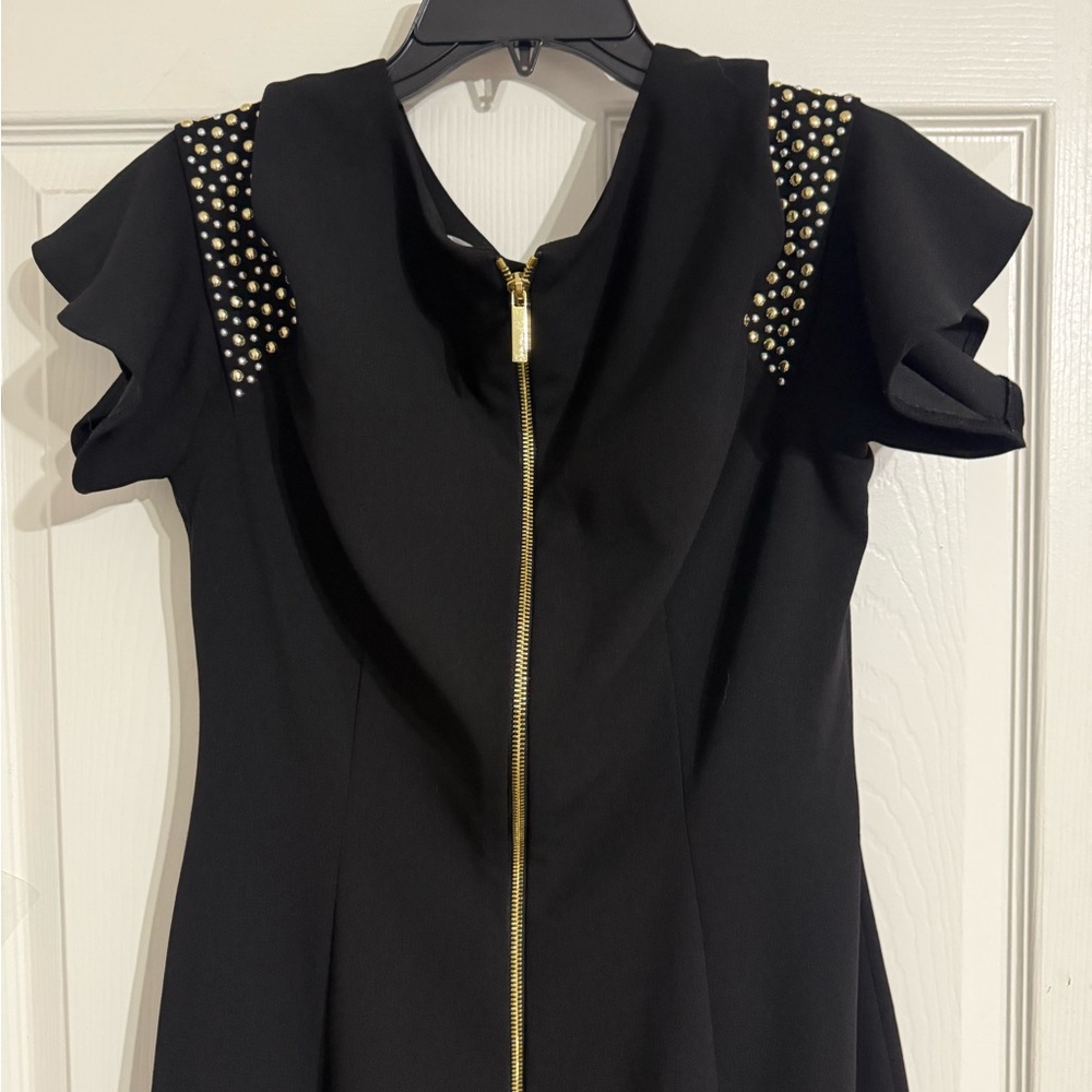 Calvin Klein Black Studded Cold Shoulder Dress - Picture 4 of 13